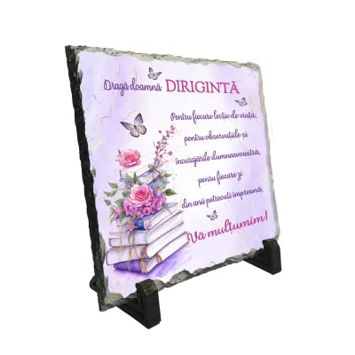 Draga doamna diriginta, piatra ardezie personalizata, cu mesaj model, pa126